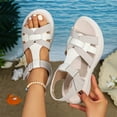 thumbnail image 2 of hoksml Women T-Strap Adjustable Ankle Strap Wedge Sandals Open Toe PU Casual Sporty Summer Beach Sandals, 2 of 7