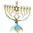 thumbnail image 6 of Matashi Hand Painted Enamel Menorah Candelabra Star of David Design w/ Gold Accents & Crystals, 6 of 7