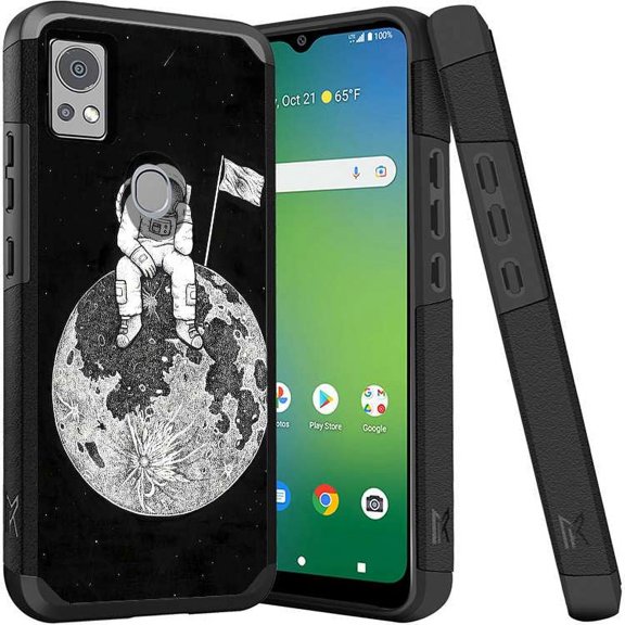 ANJ  Shockproof Dual Layer Slim Hard Case   Tempered Glass Cover Compatible with Icon 5, AT&T Motivate 4 - Lonely Astronaut