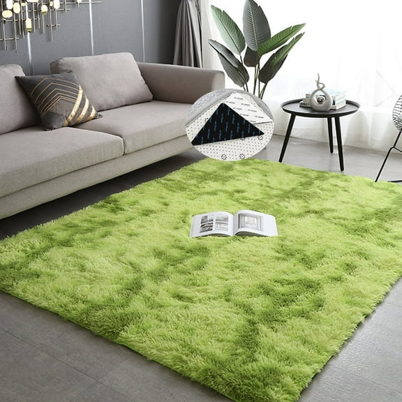 FUDAKUNA Modern Soft Shaggy  Area Rugs 47" x 78" Fuzzy Green Plush Comfortable Fluffy Non-Slip Backing Carpet for Living Room Kids Room Nursery Decor