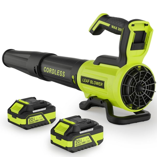 Soplador de hojas Vinchest inalámbrico, 20 V, 560 CFM, 180 MPH, 2 × 4 Ah