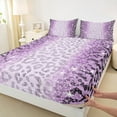 thumbnail image 3 of jejeloiu Cheetah Queen Sheet Set,Leopard Purple Sequin,Breathable Decor For Kids,4-Piece, 3 of 7
