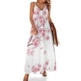 thumbnail image 1 of Nuevo vestido elegante sin mangas con ramas de cerezo en flor de cerezo rosa que caen sobre fondo blanco para mujer, 1 of 7