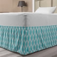 thumbnail image 1 of Abstract Bed Skirt, Vertical Wavy Lines Oval Double S Shapes Curves Ogee Pattern, Elastic Bedskirt Dust Ruffle Wrap Around for Bedding Decor, 4 Sizes, Charcoal Grey Turquoise, by Ambesonne, 1 of 2