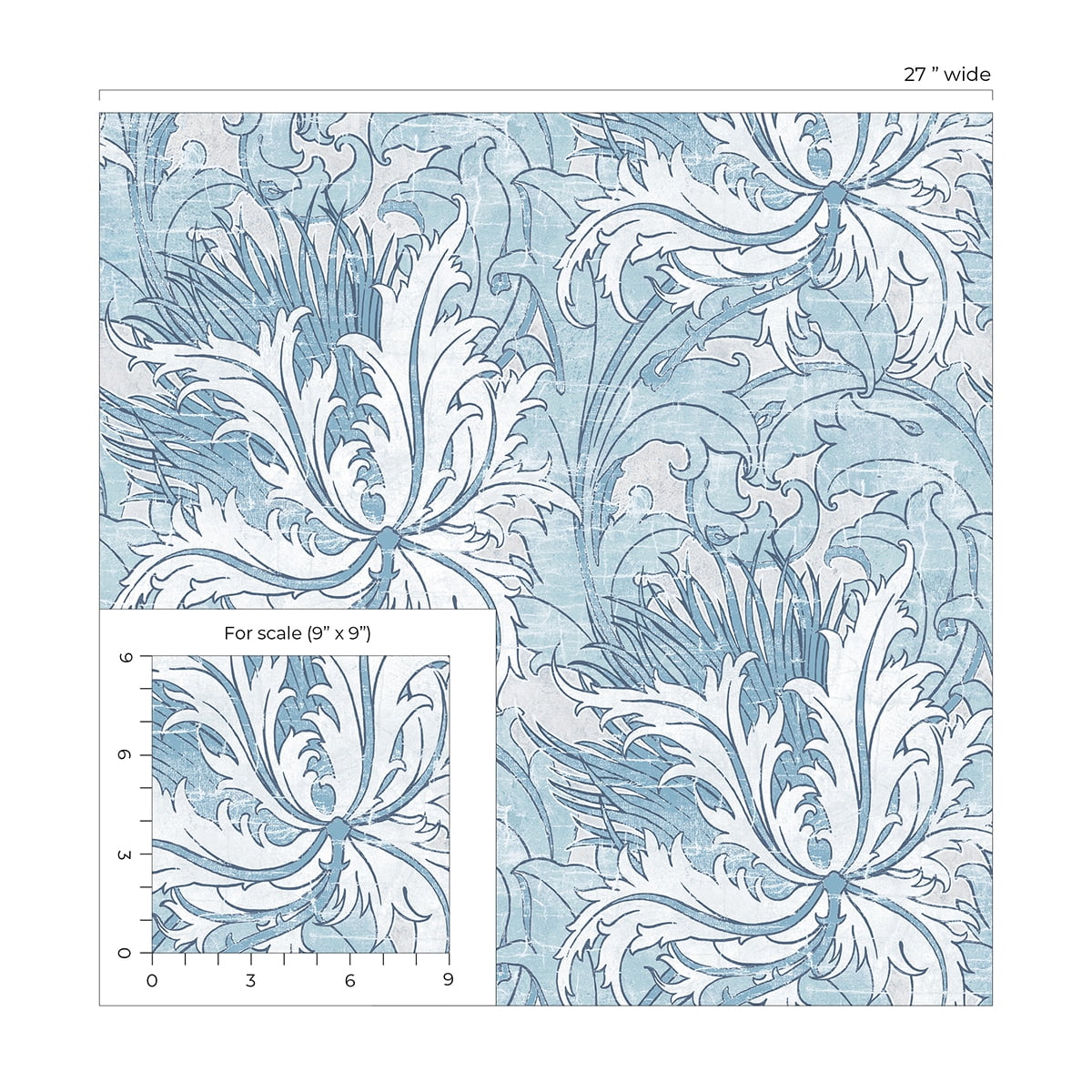 NextWall Blue Waterfall Floral Folly Peel and Stick Wallpaper