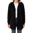 thumbnail image 7 of Wutalume Women's Fashionable Solid Color Long Sleeved Plush Jacket, Casual Hooded Warm Cardigan Jacket with Pockets, Soft Interior, Perfect for Daily Use and Travel,Black L, 7 of 7