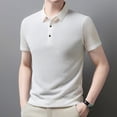 thumbnail image 4 of Polo Shirts for Men with Pocket Short Sleeve Vintage Striped V-Neck Oversized T Shirt Top Short Sleeve Stretch Classic Fit Button Down Golf Shirts Outdoor Sports Daily White, L, 4 of 6