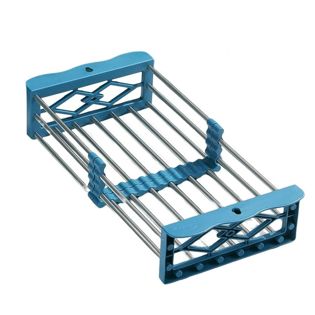 Escurridor de platos sobre fregadero, cesto de lavado, escurridor de platos, escurridor telescópico, organizador sobre fregadero para vajilla de , Azul BLESIY escurridor de platos en el fregadero