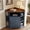 Blue Brown, variant on Corner Storage Cabinet with USB Ports and Outlets, 6-Cubby Corner Shelf Organizer, Wooden Corner Bookshelf with Doors, Space Saving Display Shelf for Living Room, Office, Bedroom, Blue and Brown