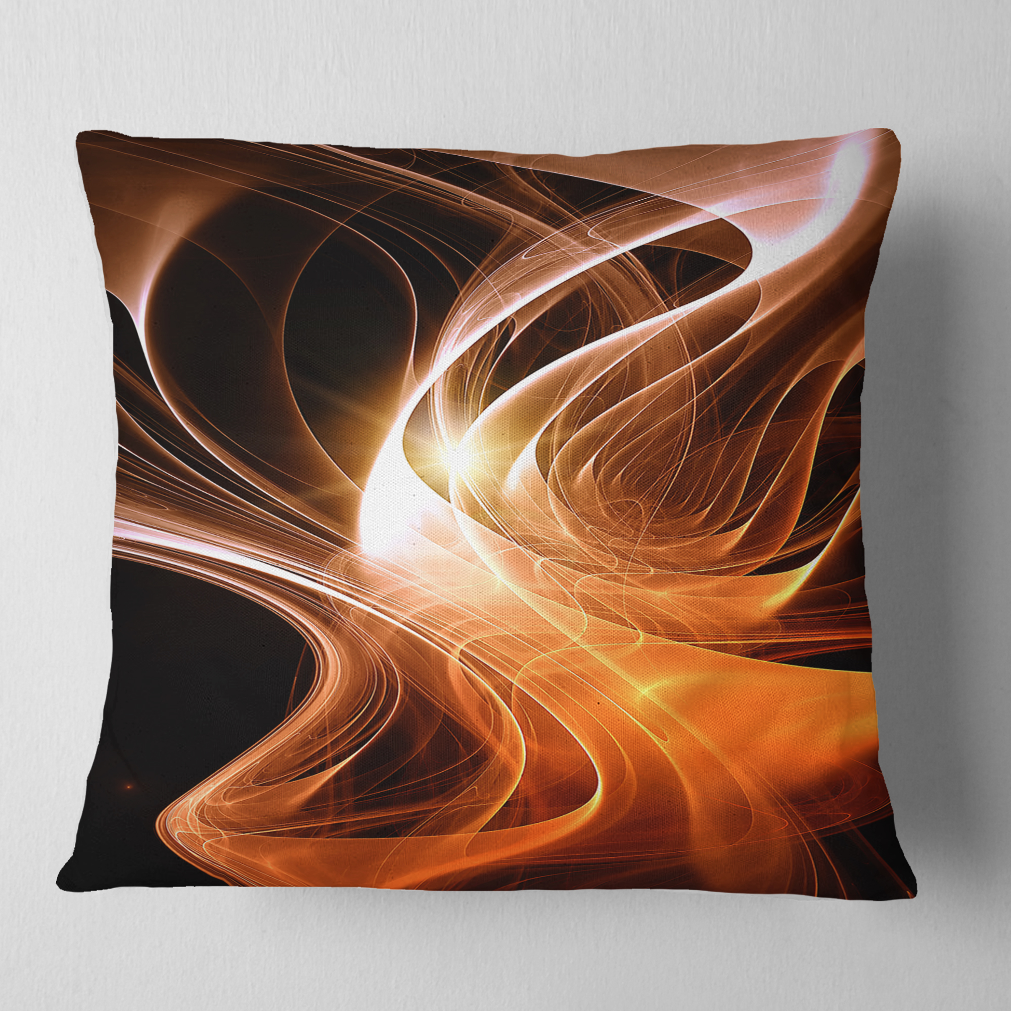 Designart Orange 3d Shaped Fractal Design - Contemporary Abstract Throw Pillow - 18x18