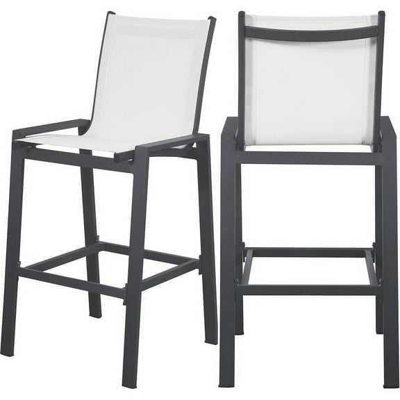 Meridian Furniture Nizuc White Fabric Outdoor Patio Mesh Barstool (Set of 2)