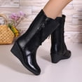thumbnail image 6 of WAVSUF Women's Wide Calf Boots Anti Slip Arch Support Pointed Toe Fall Faux Leather Wedge Boots Black 9, 6 of 6