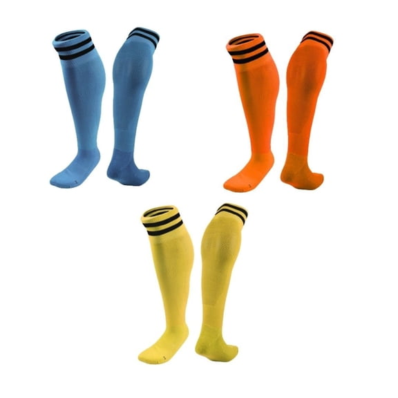 Lian LifeStyle 3 Pairs Knee High Sports Socks for Soccer, Softball, Baseball, Soccer, and Many Other Sports XL002 Size S LightBlue,Orange,Yellow