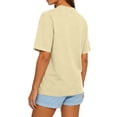 thumbnail image 4 of WULMLEO Womens Oversized Short Sleeve T Shirts Trendy Crew Neck Loose Workout Tee Casual Summer Tops Cotton Beige S, 4 of 4
