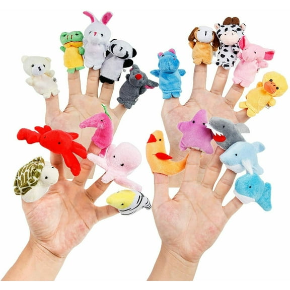 KEINXS 20pcs Pack Family Finger Puppets Cotton Doll Animal Baby Educational Hand Toy