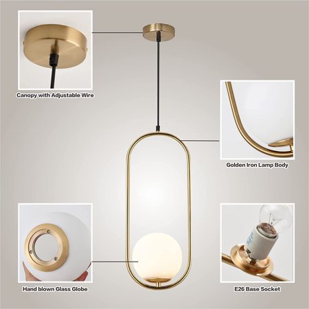 

DTLYH Lighting Mimi Pendant Lighting with Round Glass Shade Adjustable Cord Farmhouse Kitchen Lamp (7.9 )