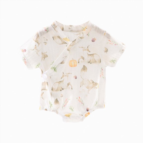 KPOPLK Newborn Baby Girl Summer Clothes Striped Short Sleeve Bubble Romper Bodysuit Jumpsuit Infant Outfit Light Yellow Size 6-9 Months