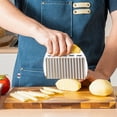 thumbnail image 5 of Stainless Steel Crinkle Cutter French Fry Slicer - Wavy Knife for Potato, Carrot, Vegetable Cutting Tool - Yellow, 5 of 6