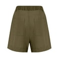 thumbnail image 5 of Olyvenn Linen Shorts for Women Dressy Casual Elastic High Waist Work Shorts Baggy Beach Summer Wide Leg Short Pants Pockets Army Green L, 5 of 8