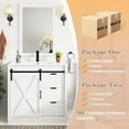 thumbnail image 3 of Blotout 24" Bathroom Vanity with Sink & Faucet & Mirror, Farmhouse Bathroom Vanity Cabinet Set with Sliding Barn Door & 3 Drawers, Freestanding Single Bath Storage Vanity Ceramic Sink, White, 3 of 8