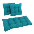 thumbnail image 2 of Coussins Capitonnés Carrés pour Causeuse d'Extérieur en Polyester Filé (Ensemble de 3) - Bleu Aqua, 2 of 3
