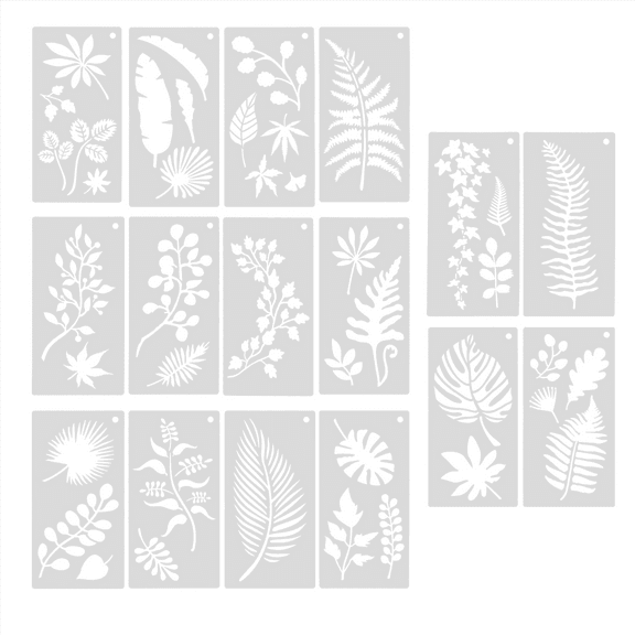 16 Pieces Leaves Stencil Reusable Sheet Painting Wall Leaf Pattern Template Tropical