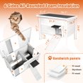 thumbnail image 4 of Outdoor Cat House Insulated for Multiple Cats, Weatherproof Large Wooden Pet House, Feral Cat Shelter, Foldable Ladder and Acrylic Side Window, White, 4 of 7