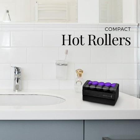 10pcs Color black Remington Travel Size Professional 1.25 Compact Ceramic Hot Hair Rollers, 10 Piece Set, Anti-Static Technology, Ionic, Black
