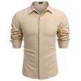 thumbnail image 2 of COOFANDY Men's Casual Shirt Long Sleeve Casual Button Down Shirt for Men Summer Beach Wedding Shirt Khaki XXXL, 2 of 4