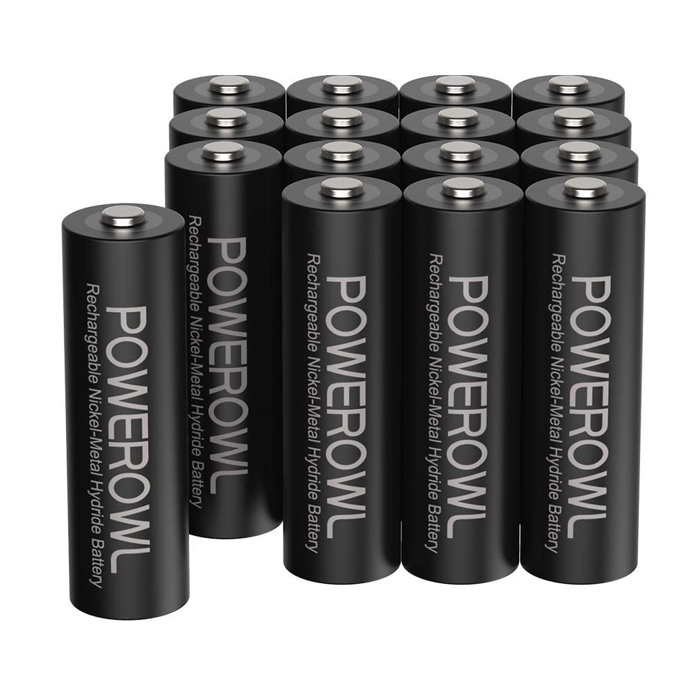 POWEROWL Rechargeable AA Batteries 16 Pack ; 2800 mAh NiMH; Double a Batteries