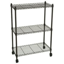 QXDRAGON 3-Tier Wire Shelving Unit, NSF Metal Storage Shelves  Adjustable Wire Shelf with Wheels for Kitchen Office Pantry Bathroom Garage, Black