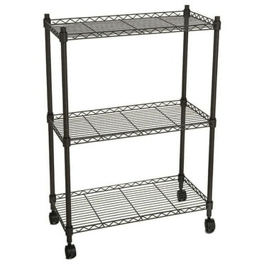QXDRAGON 3-Tier Wire Shelving Unit, NSF Metal Storage Shelves  Adjustable Wire Shelf with Wheels for Kitchen Office Pantry Bathroom Garage, Black