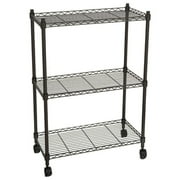 Frogued 3-Layer Plastic Coated Iron Shelf with 1.5" Plastic Wheels 350*600*850 Black