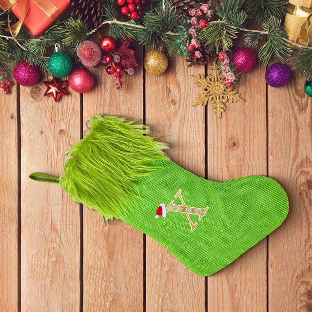 Medias de Navidad Perfecl Adorno colgante decoración portátil para el hogar calcetines 3D Bolsas de regalo Letra X