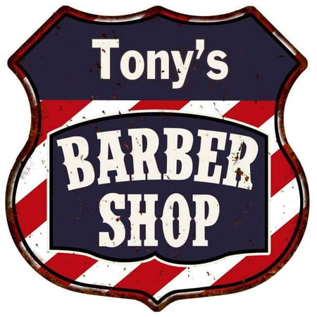 Tony's Barber Shop Personalized Shield Metal Sign Hair Gift