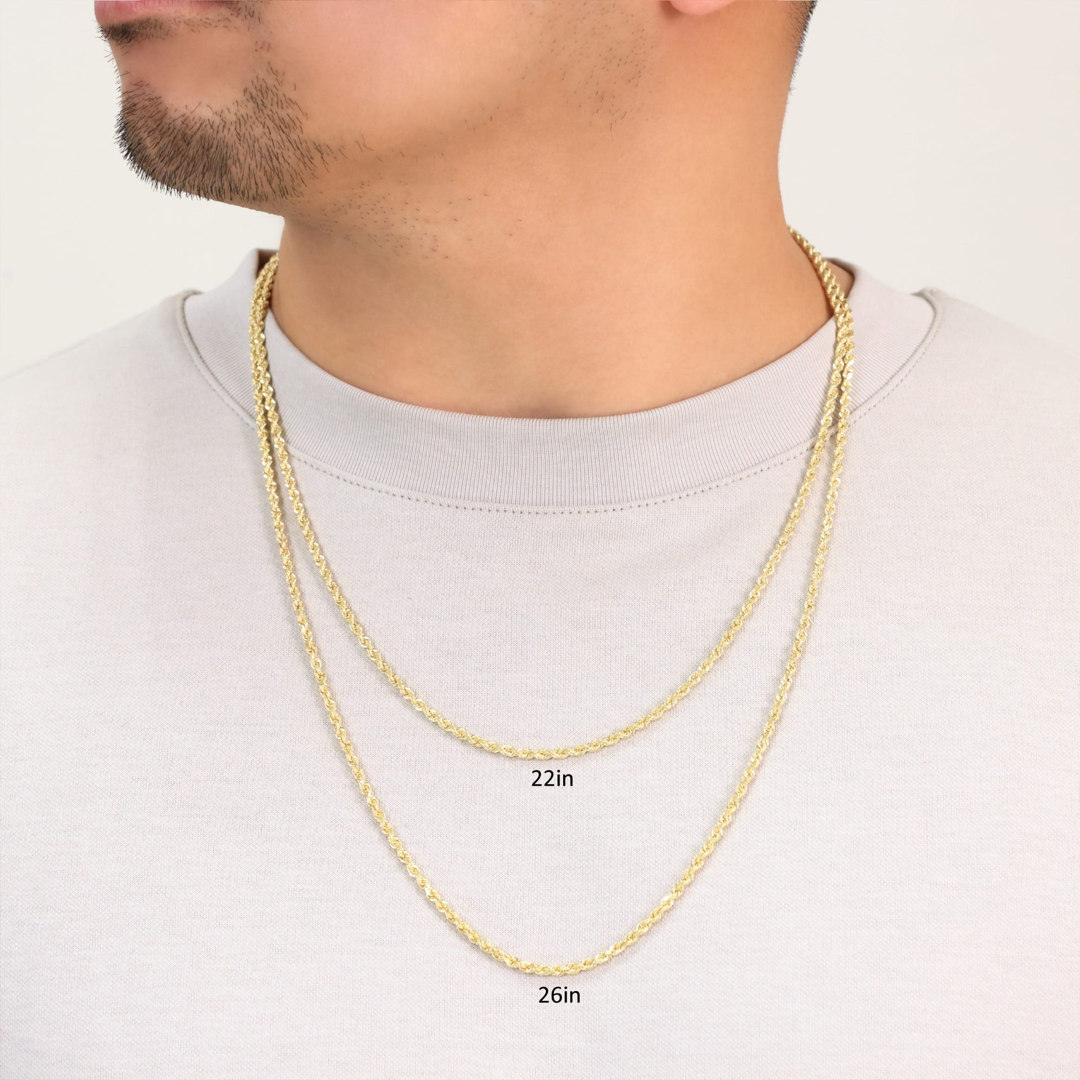 Nuragold 18K Real Yellow Gold Solid Rope Diamond Cut Chain Necklace 16"-30" (2mm-6mm) Italian Jewelry for Men & Women