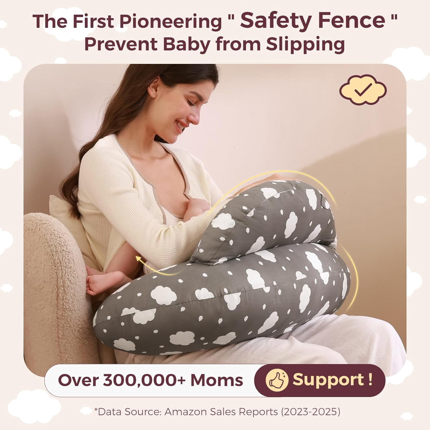 Momcozy Original Nursing Pillow for Breastfeeding, More Support for Mom, Easier Nursing & Hand Free, Removable Cotton Cover