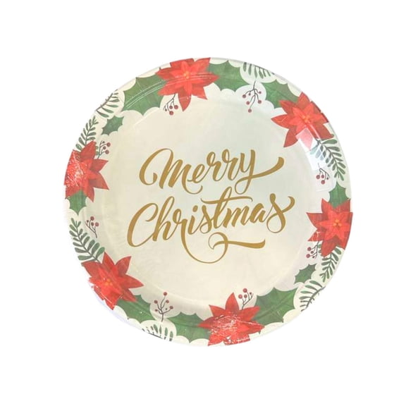 7" Merry Christmas Paper Dessert/Appetizer Plates – Festive Disposable Dinner Plate:8CT