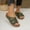 #0180-Army Green, variant on Women's Adjustable Buckle Wedge Sandals, Faux Leather Peep Toe Slides with Cork Footbed, Thick Sole Comfortable Clogs, Versatile Summer Beach Footwear Gift