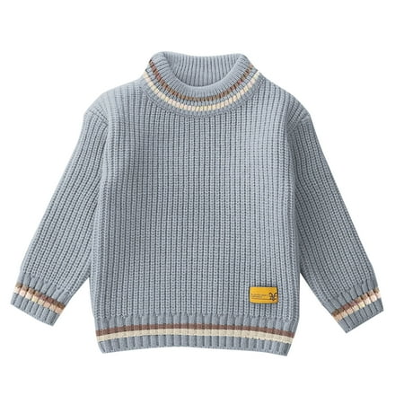 

Arnsht Crochet Knit Basic for Children Boy Girl Winter Fall Long Sleeve Crewneck Sweater Kid Light Blue 6 Years