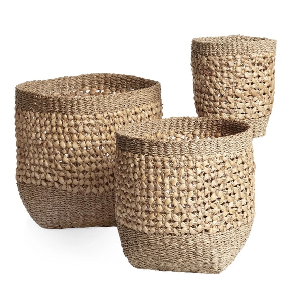 texxture Set of 3 Palomar Woven Baskets, Nesting Organizer Bins, Natural