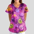 thumbnail image 2 of OIOLOYJM Scrub Tops Women Nursing V Neck Short Sleeve Cute Print Tops Breathable Stretchy T Shirts Comfort Clothing with Pockets Pink 4XL, 2 of 5