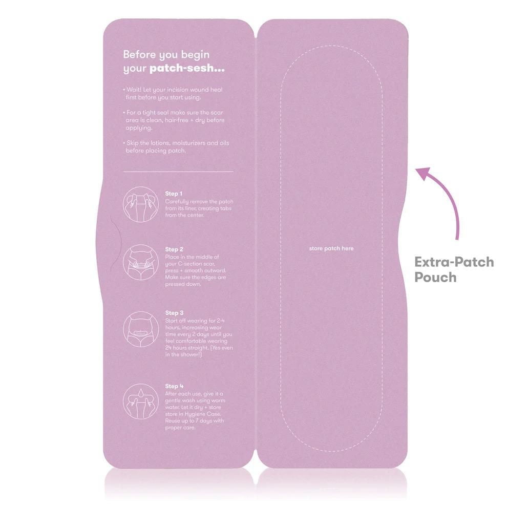 Frida Mom - C-Section Silicone Scar Patches Silicone Strips, C-Section Recovery Must Have Scar Patches, Reusable Medical Grade Treatment for Keloid Scars, Includes Case & Pouch, 6 Pack