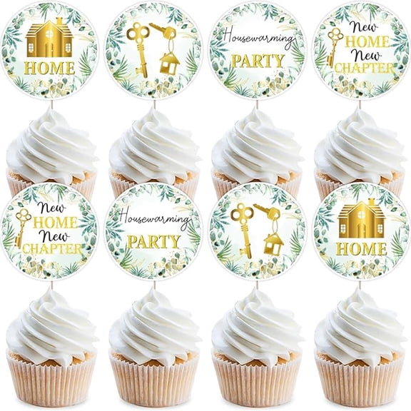 Housewarming Cupcake Toppers Housewarming Party Decorations Home Theme Party Cake Decoration Sweet Home Cupcake Toppers Welcome New Home Theme New Chapter Party Supply for New House Wedding