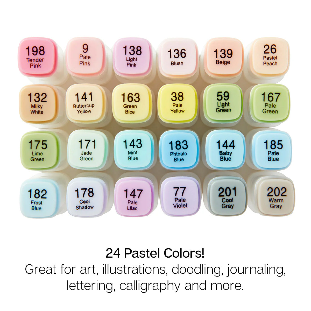 Kingart Pro Double-Ended Art Alcohol Markers, Pastel Set of 24 photo 7