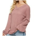 thumbnail image 2 of Qertyioot Chandails à Col en V pour Femmes Automne Chandail Décontracté de Mode pour Femmes à Manches Longues Chandail Coloré Chandail Ample, 2 of 7