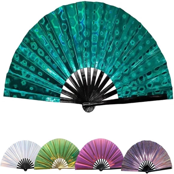 EIMELI Line Dance Popping Fan Pop Line Dance Handheld Folding Fan with Loud Clappers Rave Snap Clack Popping Fans Large Metal Fans Chinese & Japanese Style Boots on The Ground