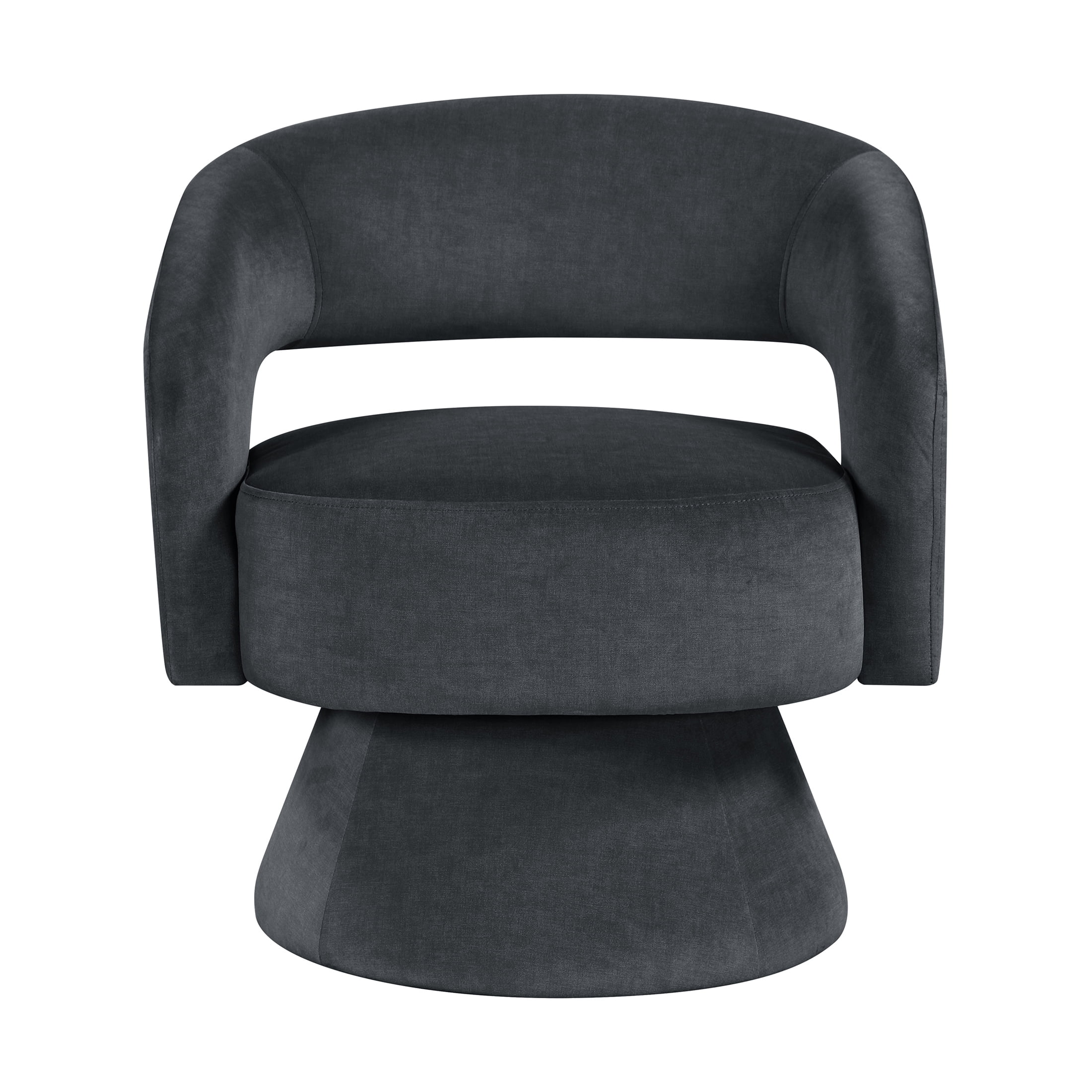 OakvillePark Alderwyn Velvet Swivel Chair with Round Base, Dark Gray