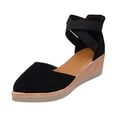 thumbnail image 5 of Rokment Platform Wedges Sandals for Women Strappy Suede Closed Pointed Toe Espadrilles Chunky High Heels 2026 Beach Fashion Casual Dress Shoes Black Size 6, 5 of 6
