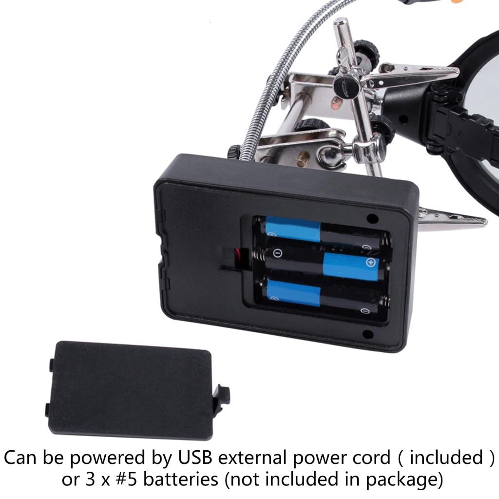 CEORPER Convenient USB Powered Helping Hands Magnifier Station Illuminated LED Alligators Clip Fit for Soldering Repair Modeling